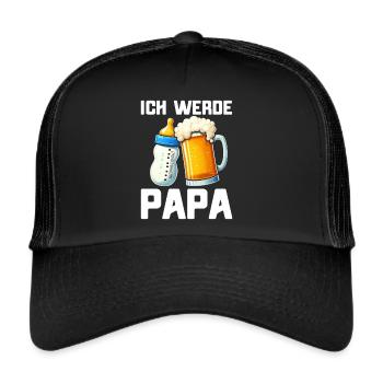 Ich Werde Papa Vatertag Neuer Papa Elternteil - Trucker Cap - Schwarz/Schwarz - Vorne