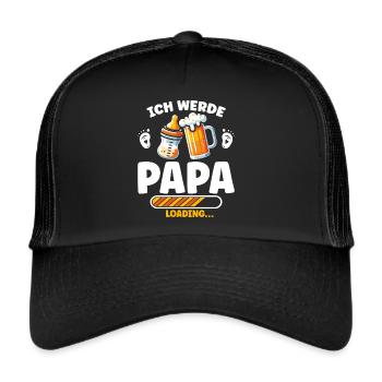 Ich Werde Papa Vatertag Neuer Papa Elternteil - Trucker Cap - Schwarz/Schwarz - Vorne