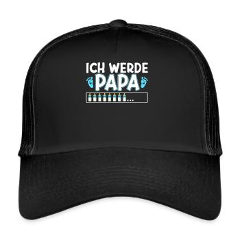 Ich Werde Papa Vatertag Neuer Papa Elternteil - Trucker Cap - Schwarz/Schwarz - Vorne