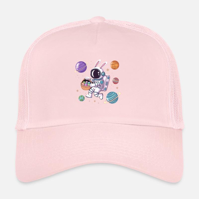 Easter Bunny Astronaut in Space with Planets Trucker Cap