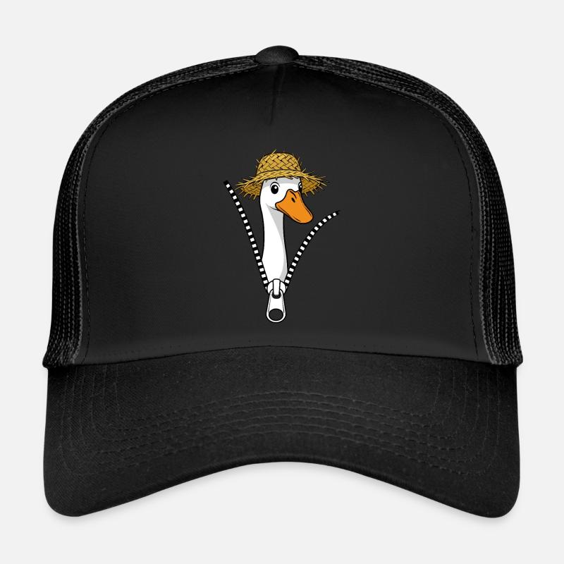 Canard coureur avec chapeau de paille Drôles de canards Casquette trucker 