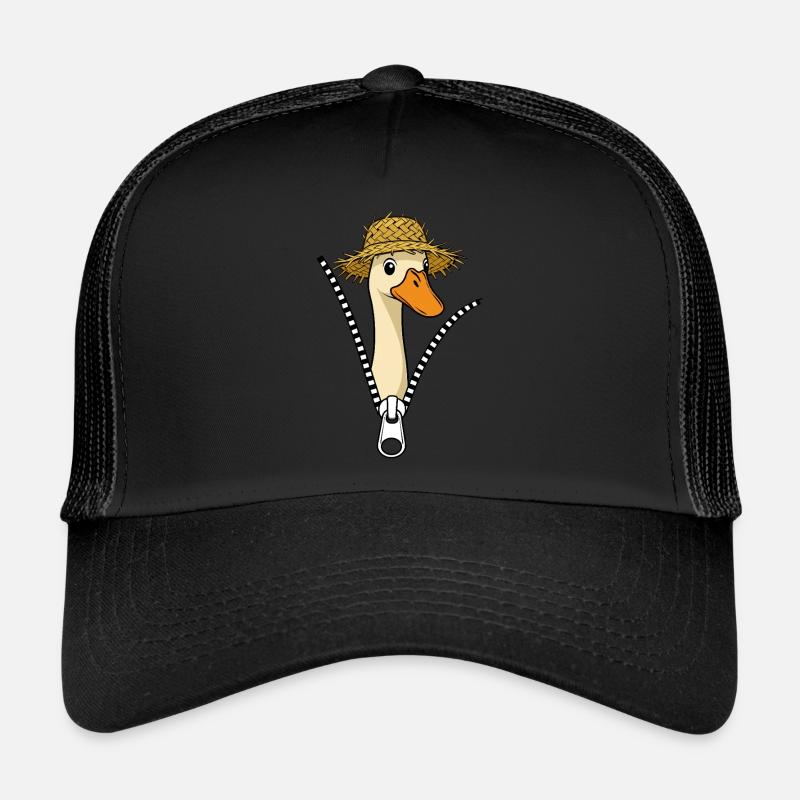 Canard de course avec noix de paille qui se zippe à travers la fermeture éclair Casquette trucker 