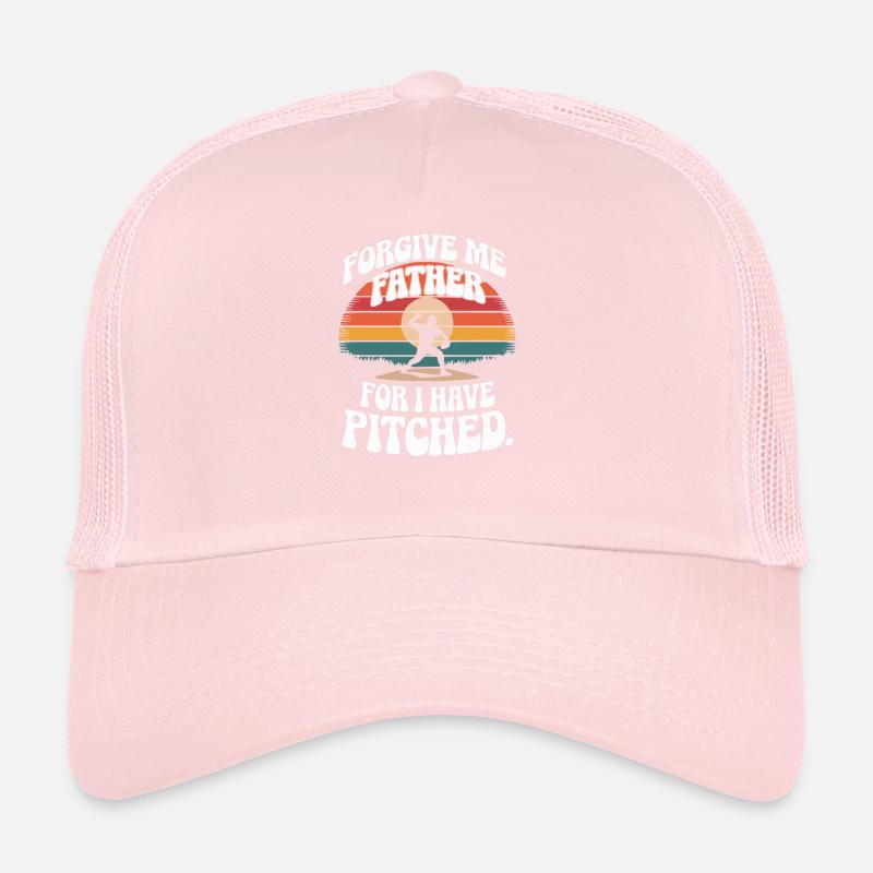 Forgive Me Father Baseball Pitcher Flame Design Trucker Cap