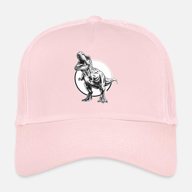 Imposant dinosaure T-Rex devant un motif de lune Casquette trucker 