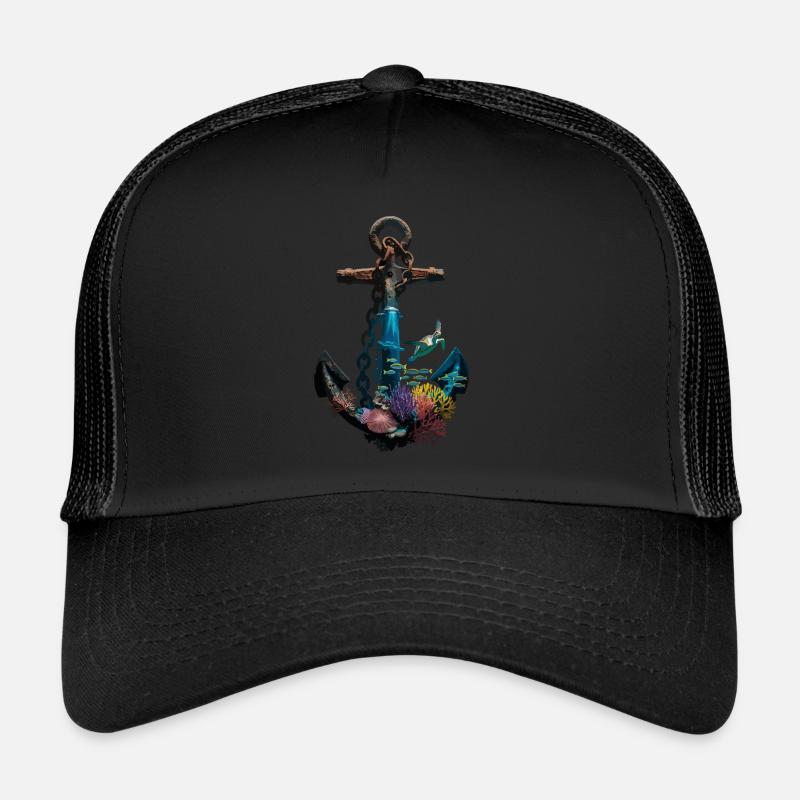 Conception d’ancre maritime avec des créatures marines et Casquette trucker 