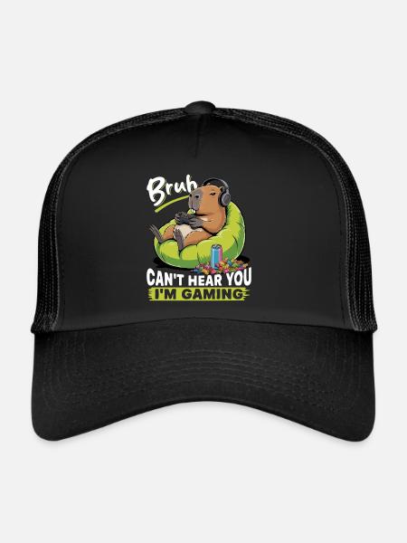 Capybara Gamer Gaming - Casquette trucker  - noir/noir - Devant