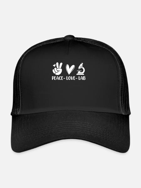 Peace Love Lab Drôle MLS Scientifique de laboratoire médical - Casquette trucker  - noir/noir - Devant