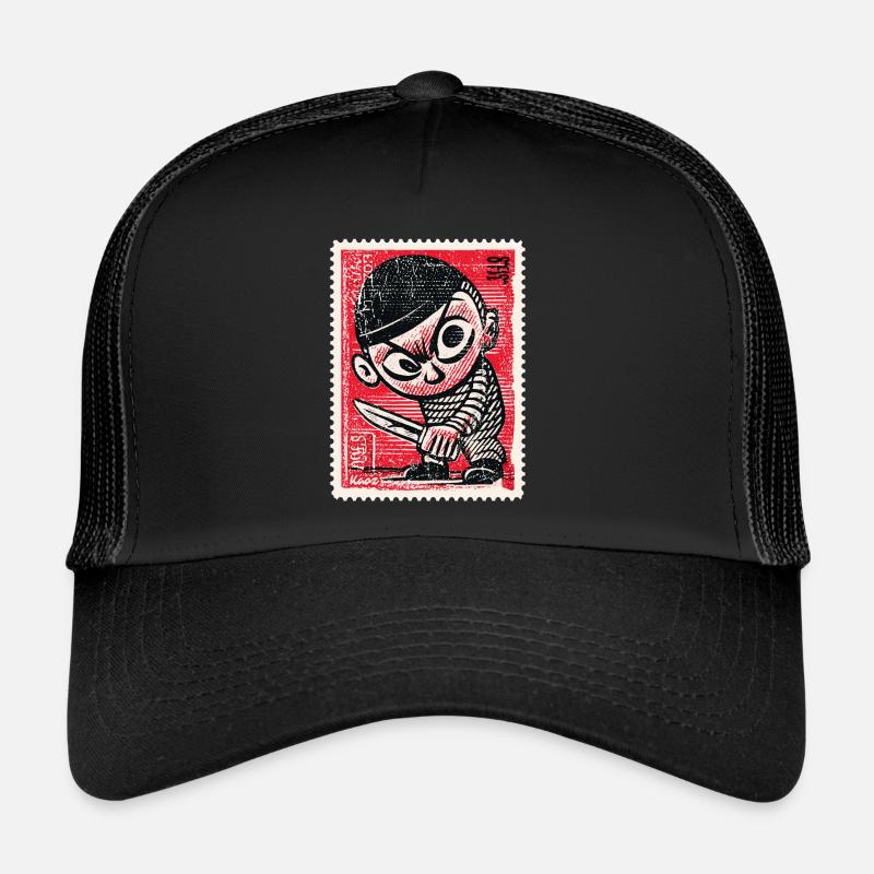 Bande dessinée gangster sur timbre-poste Casquette trucker 