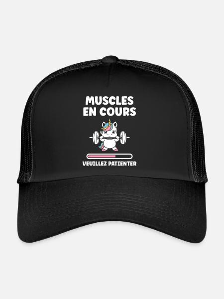 Humour musculation - Casquette trucker  - noir/noir - Devant