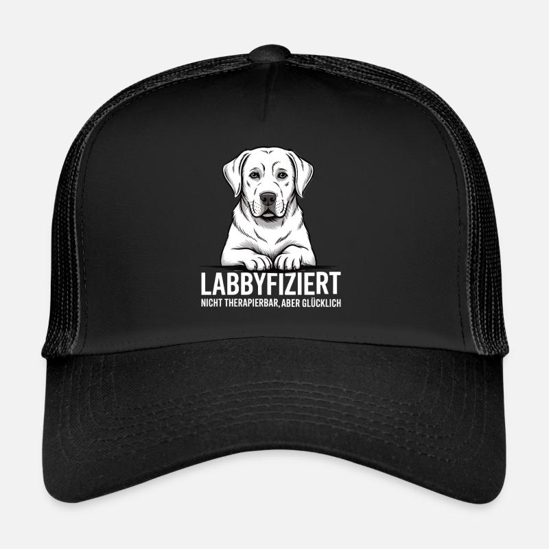 Labbyfiziert white Labrador - Trucker Cap - Schwarz/Schwarz