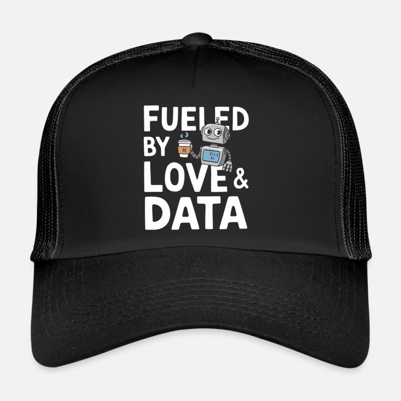 Alimenté par l’amour et la conception de robots de données - Casquette trucker - noir/noir