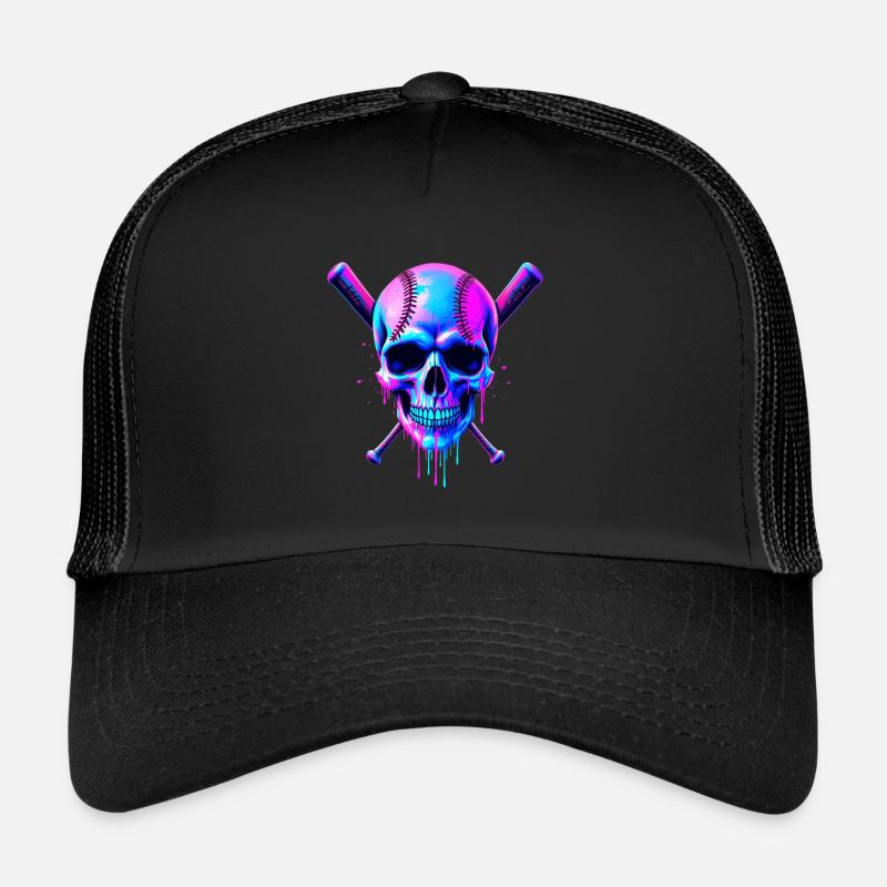 Baseball Totenkopf Baseballschläger Trucker Cap
