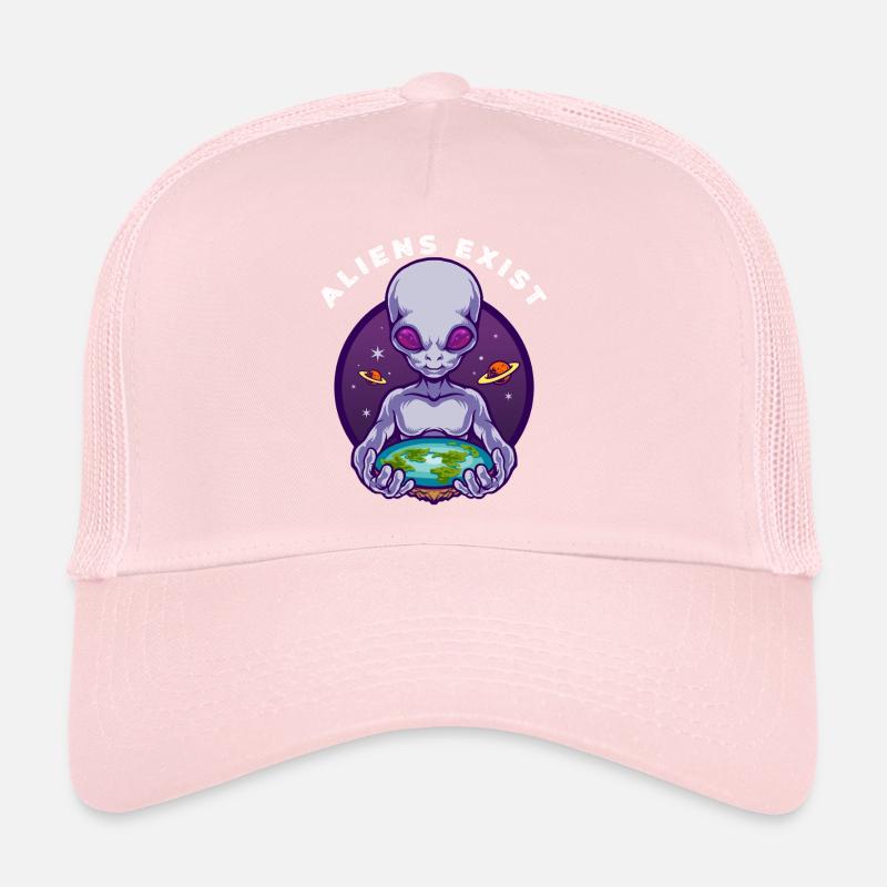 Alien Holding Earth Trucker Cap