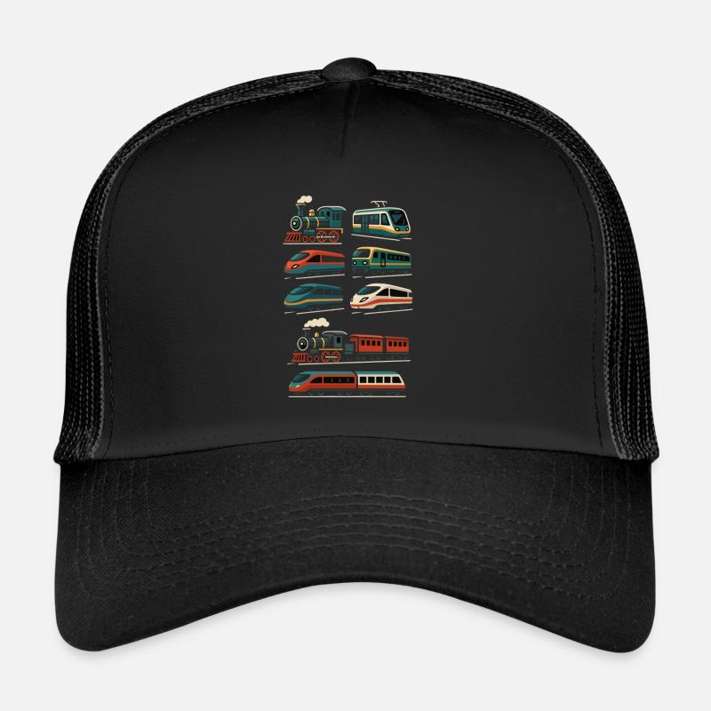 Züge Design – Retro trifft Highspeed - Trucker Cap - Schwarz/Schwarz