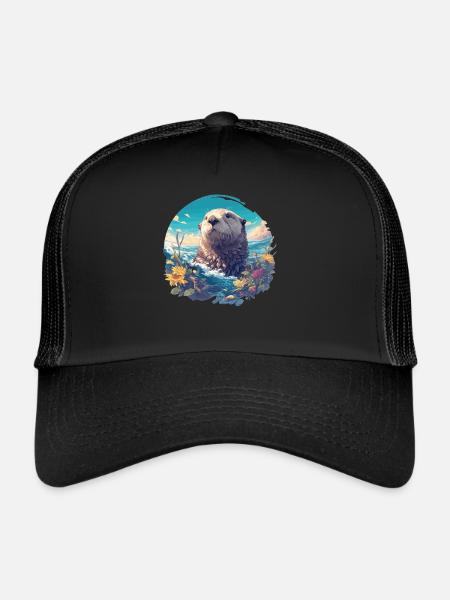 Loutre de mer - Casquette trucker  - noir/noir - Devant