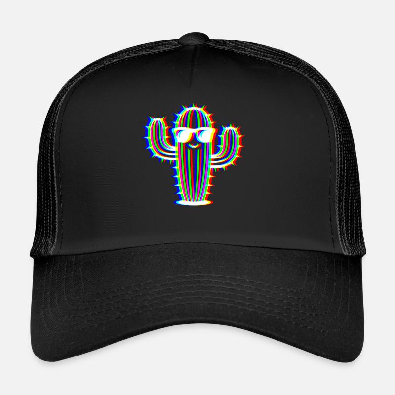 Glitch Cactus – Party & Fun Style - Trucker Cap - black/black