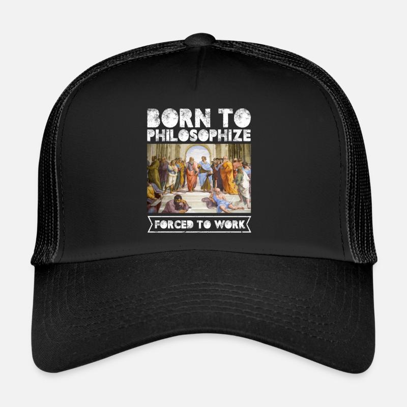 Né pour philosopher Forcé de travailler - Casquette trucker  - noir/noir