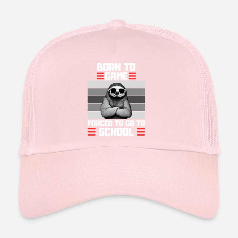 Gaming Sloth School Saying Gambler Trucker Cap
