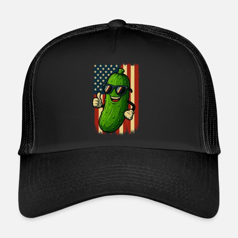 États-Unis Patriotic Concombre Pouces Levés Fun - Casquette trucker  - noir/noir
