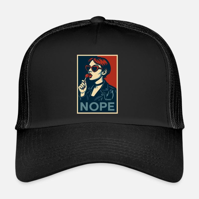 Fille rétro pop art – Affiche de déclaration NOPE Casquette trucker 