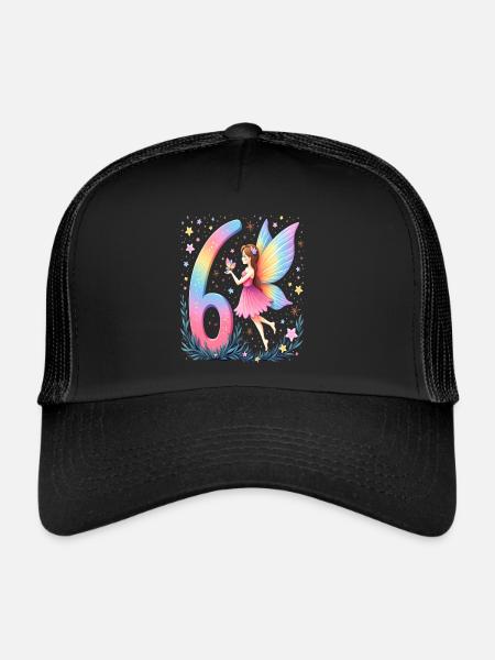 Douce Fée 6ème Anniversaire pour les filles - Casquette trucker  - noir/noir - Devant