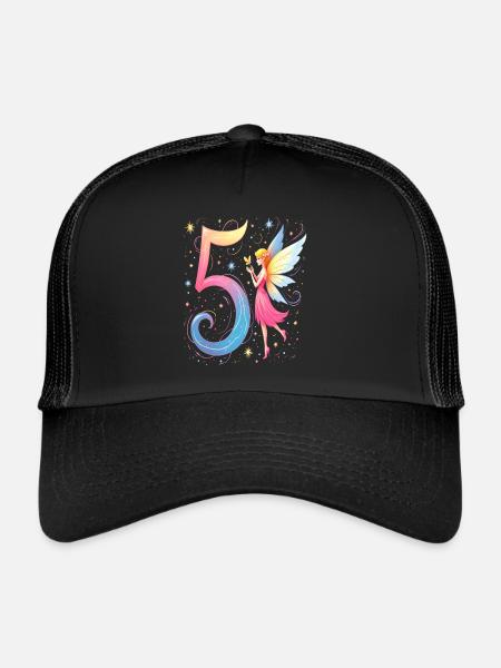 Douce Fée 5ème Anniversaire pour les filles - Casquette trucker  - noir/noir - Devant