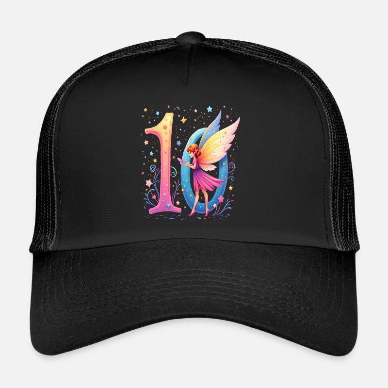 Süße Fee 10. Geburtstag für Mädchen - Trucker Cap - Schwarz/Schwarz