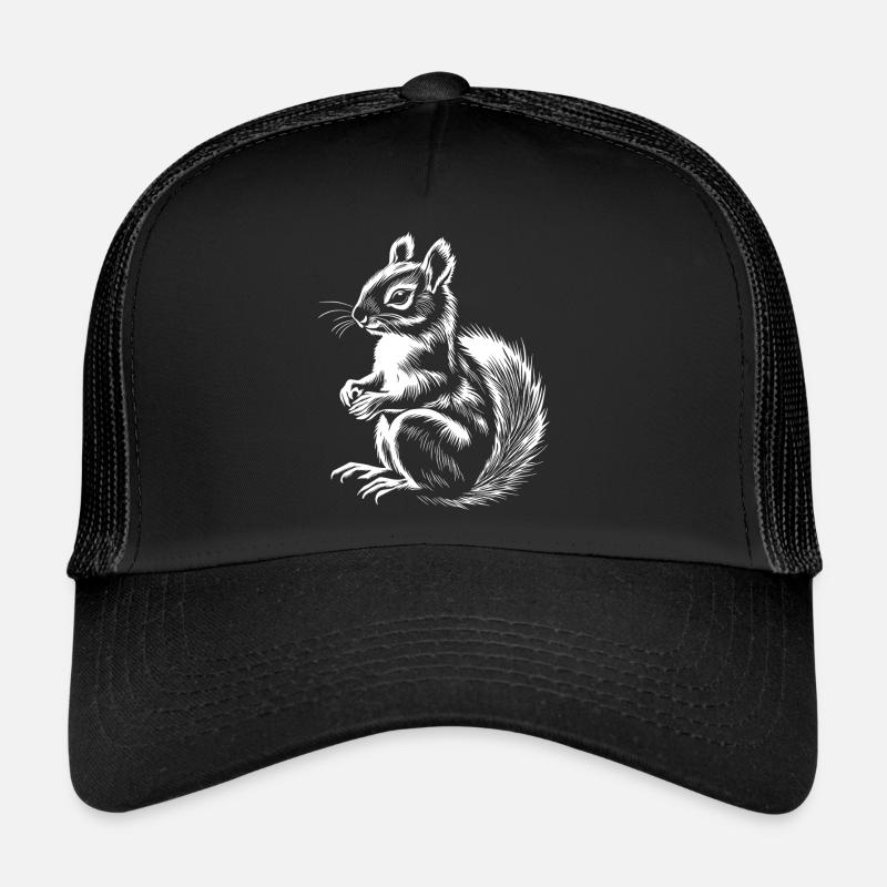 Cute Squirrel Illustration Autumn - Trucker Cap - black/black