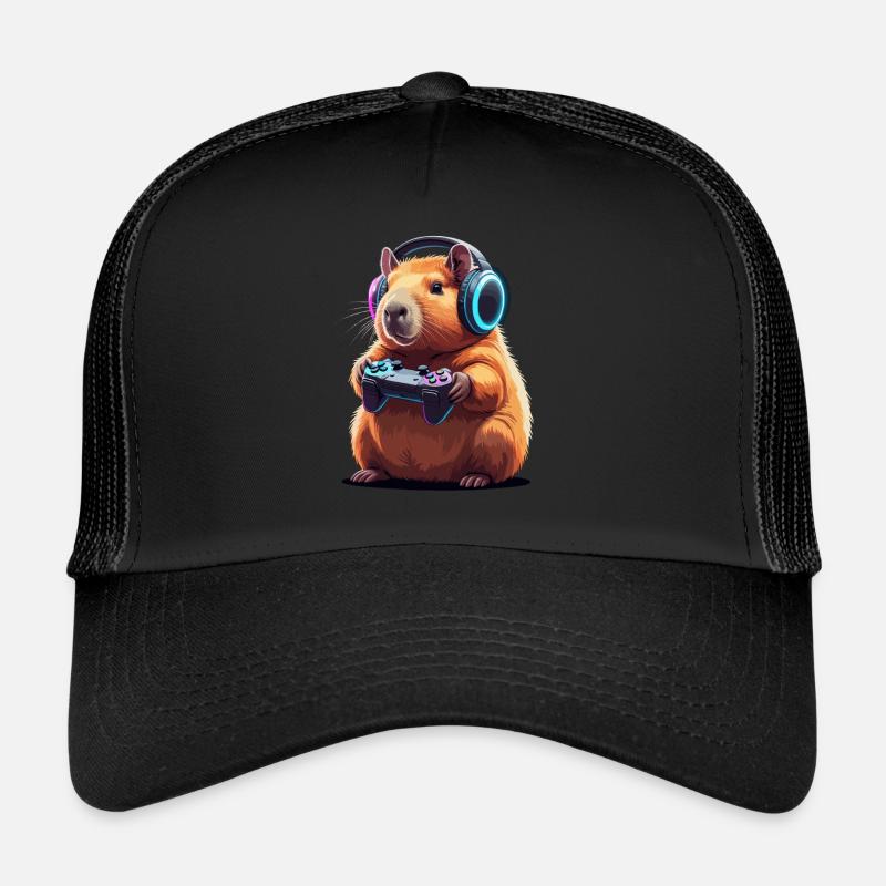 Gamer Hamster Controller Gaming Spielen Trucker Cap