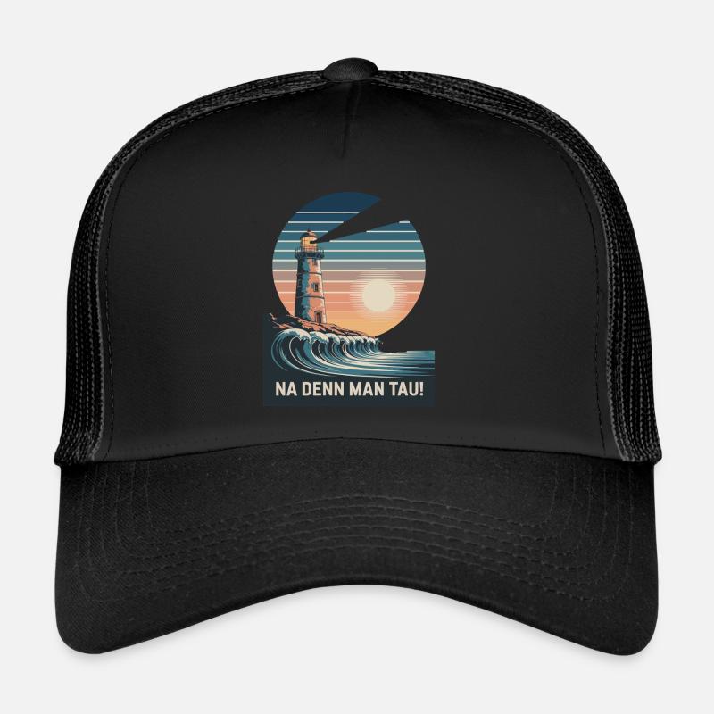 Na denn man tau - lighthouse and wave in the Trucker Cap