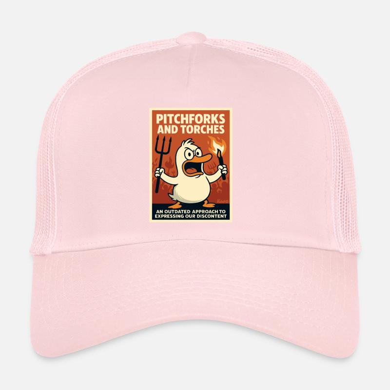 Angry duck with torch and pitchfork Trucker Cap