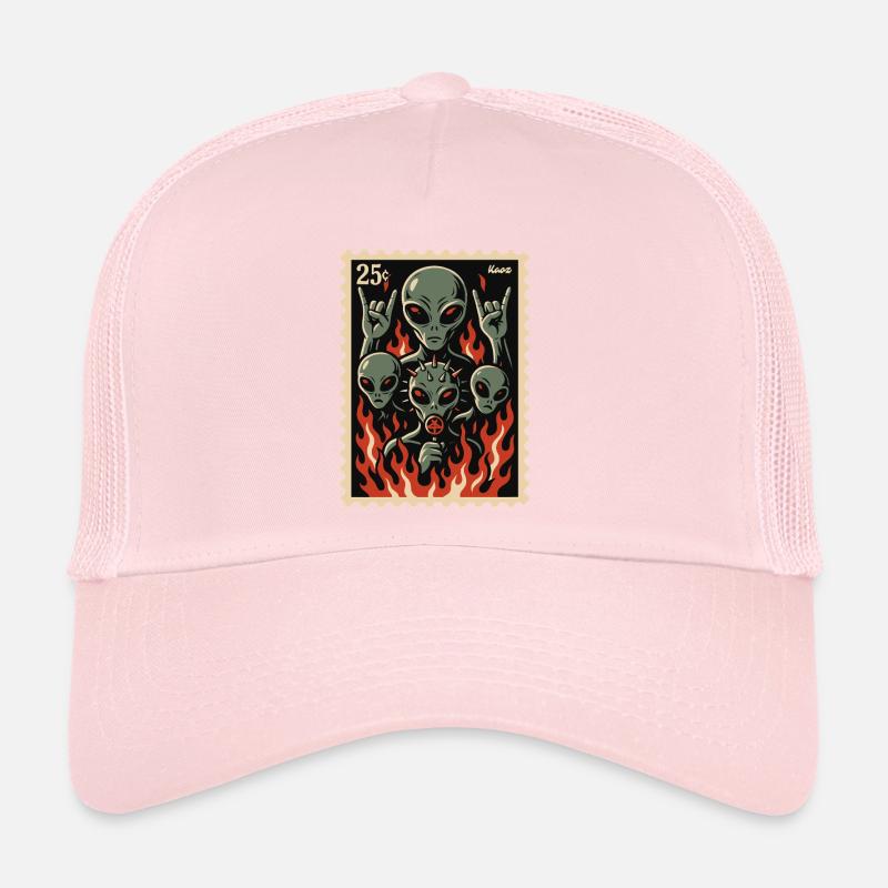 Aliens with mask and fire Trucker Cap