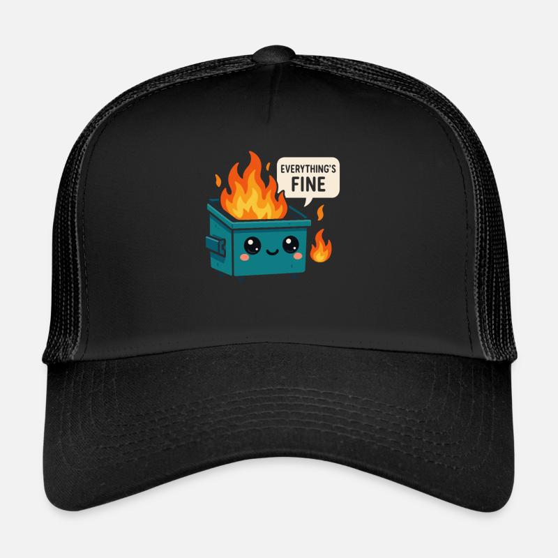Mème d’incendie de benne à ordures Casquette trucker 