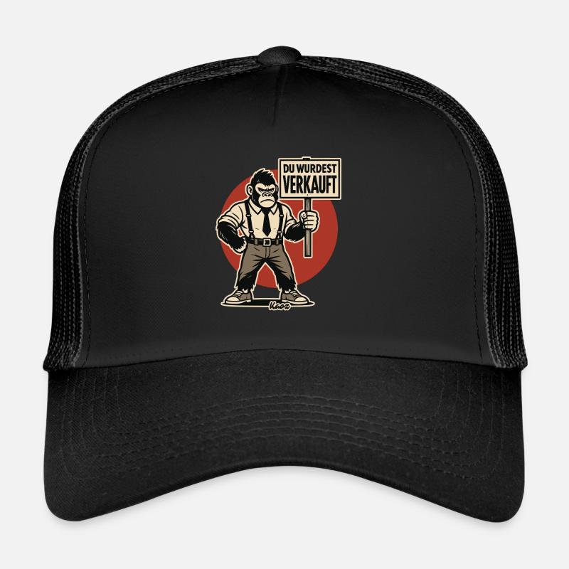 Wütender Gorilla mit Schild „Du wurdest verkauft“ Trucker Cap