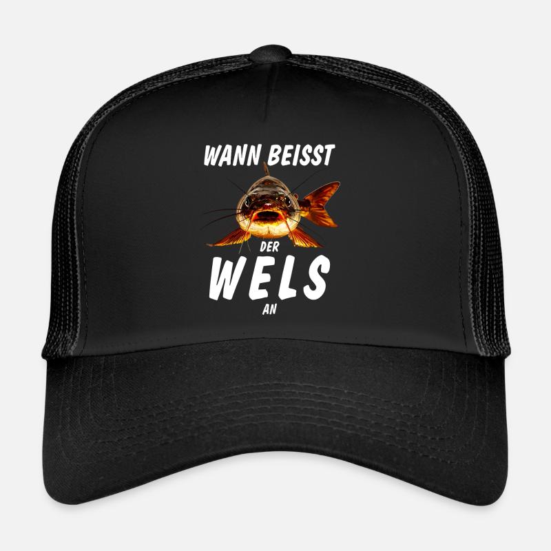 WANN BEISST DER WELS AN - Trucker Cap - Schwarz/Schwarz