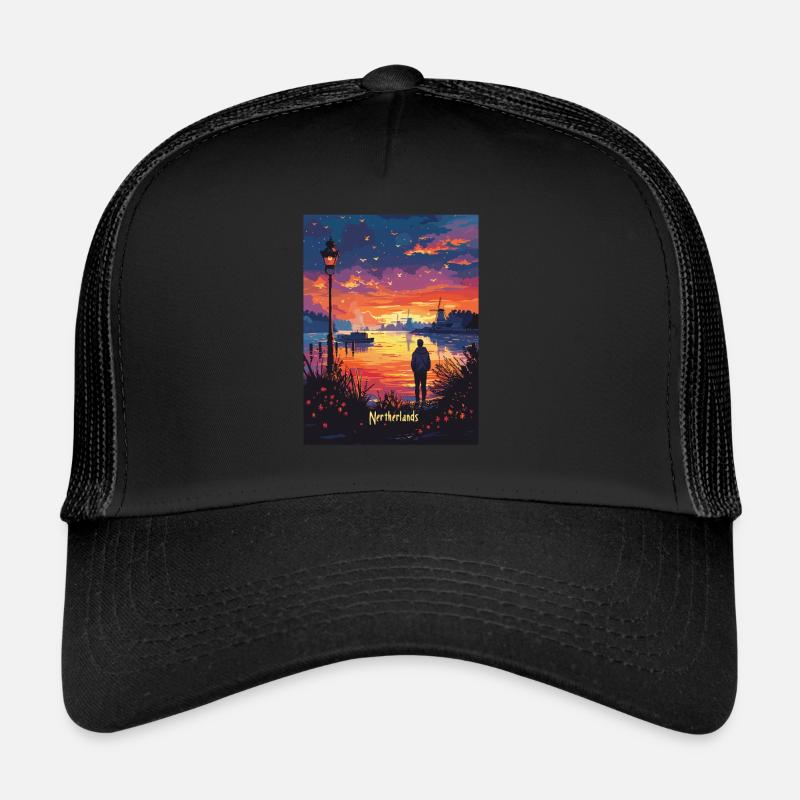 Evening atmosphere in the Netherlands with windmills Trucker Cap