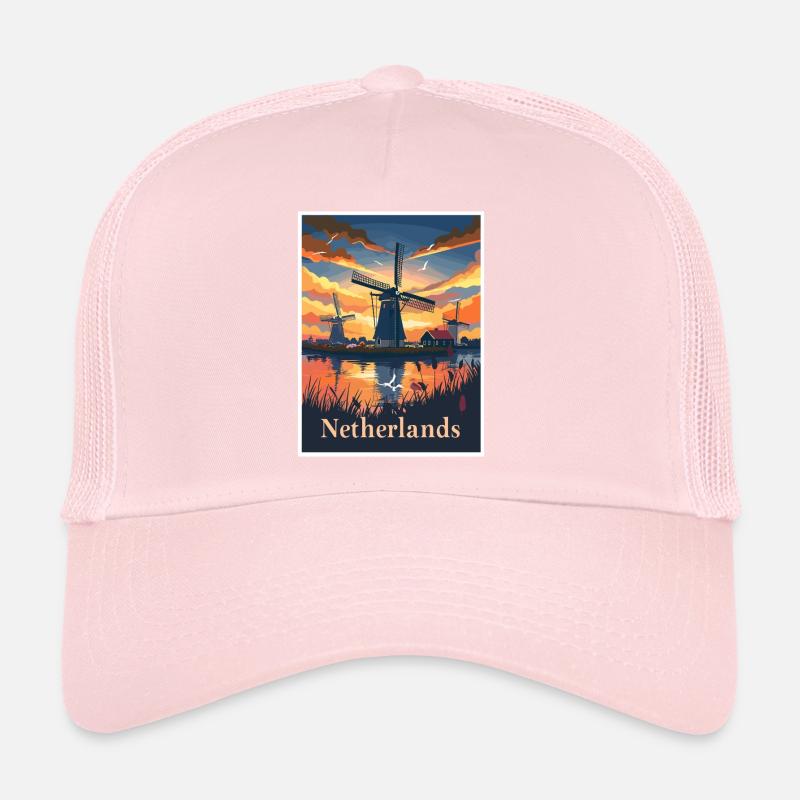 Pays-Bas Moulins à vent Art du paysage Casquette trucker 