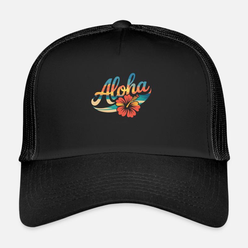 Aloha Été Hibiscus Plage Coucher de soleil Casquette trucker 