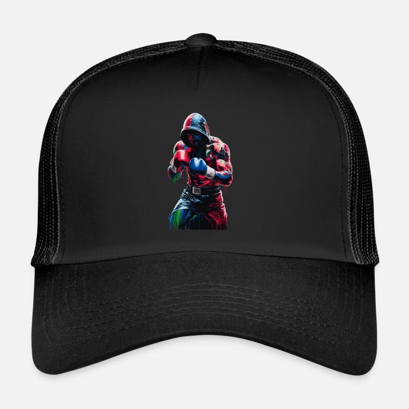 Boxeur combatif en sweat à capuche coloré avec Casquette trucker 
