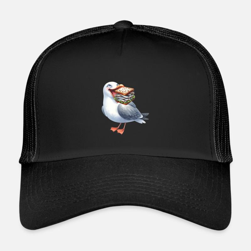 Nordsee Ostsee Möwe Möwen maritim Hering - Trucker Cap - Schwarz/Schwarz