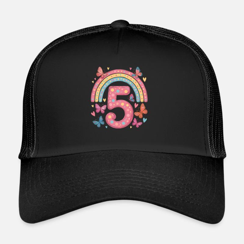 Papillon arc-en-ciel 5e anniversaire fille Casquette trucker 