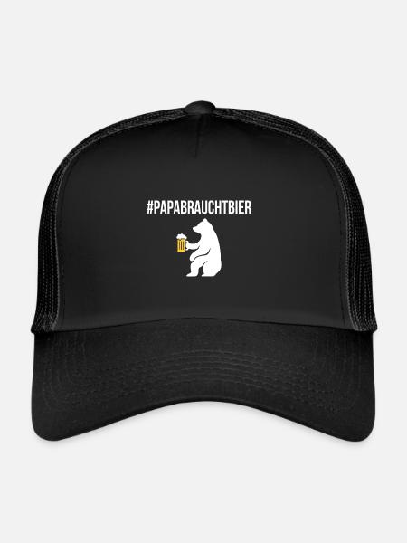 Bierfan PAPABRAUCHTBIER Lustiges - Trucker Cap - Schwarz/Schwarz