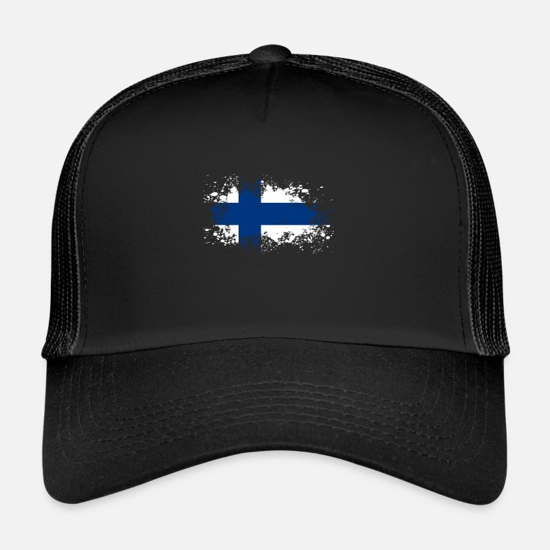Finnland Finland flecken Geschenkidee - Trucker Cap - Schwarz/Schwarz