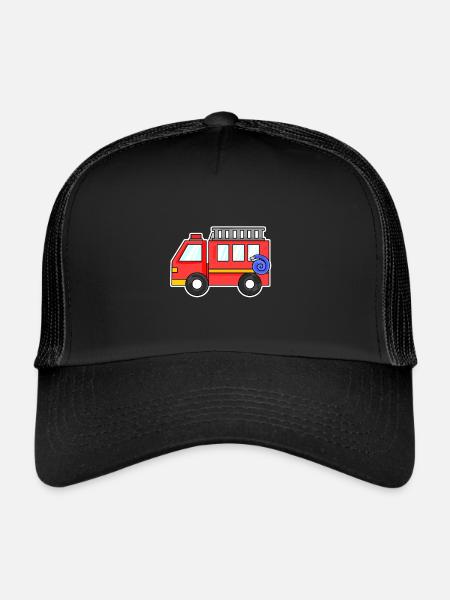 Camion de pompiers - Casquette trucker  - noir/noir - Devant