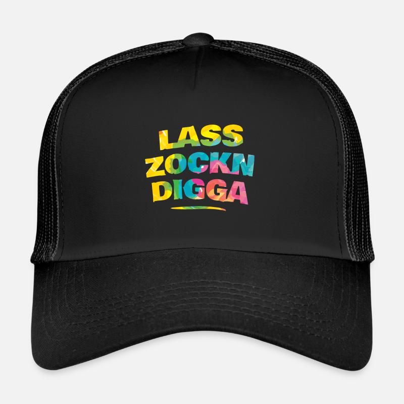 Lass zockn, Digga! 🎮😎 - Trucker Cap - Schwarz/Schwarz