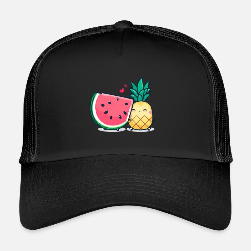 Les meilleurs amis de la pastèque et de l’ananas - Casquette trucker  - noir/noir