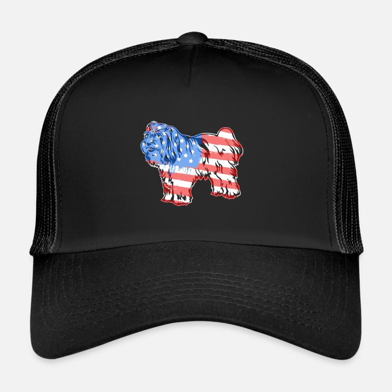 Tibetan Terrier Tibetan Terrier Flag Trucker Cap