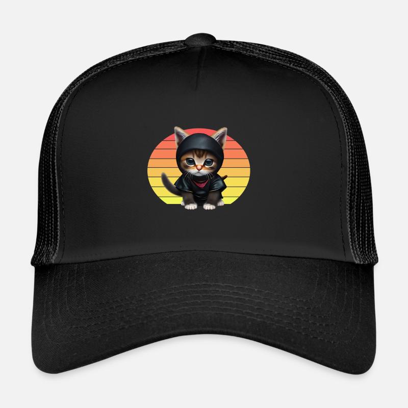 Coucher de soleil de chat ninja Casquette trucker 