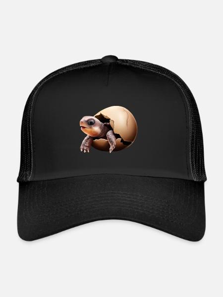 Turtle hatches from the egg - Trucker Cap - black/black - Front