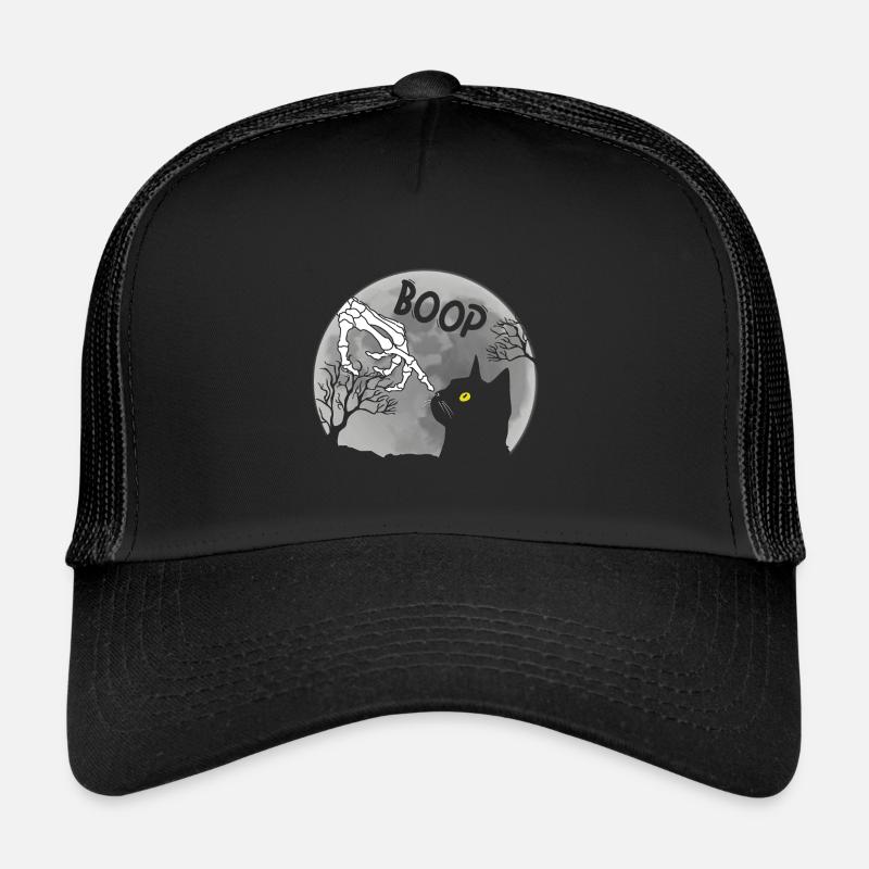 Boop Skeleton Cat Halloween - Trucker Cap - black/black